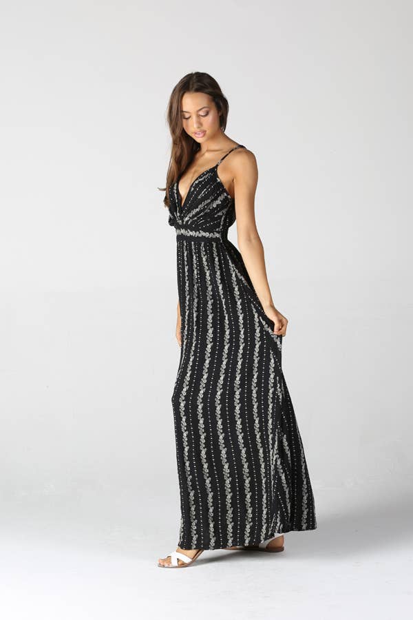 MAXI CREPE STRIPE BLACK