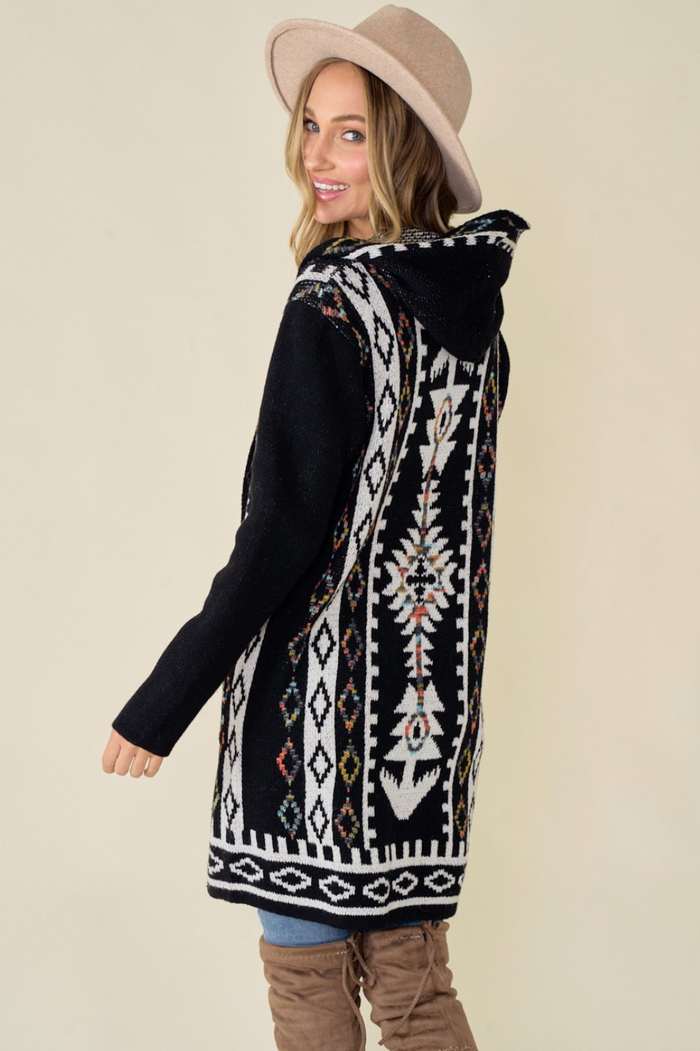 Aztec Rainbow long Sleeve Hooded Cardigan