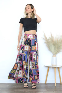 PRINTED WIDE LEG PANTS OREGON RED