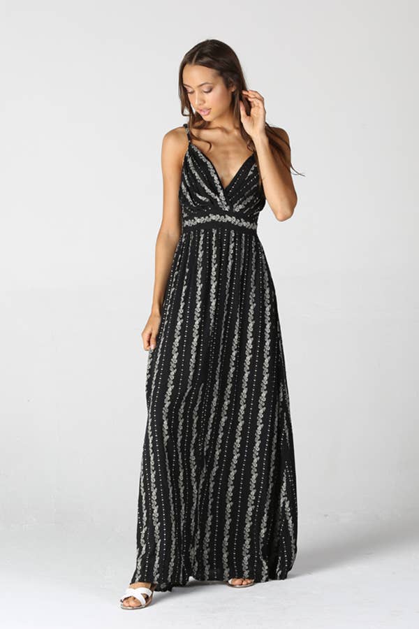 MAXI CREPE STRIPE BLACK