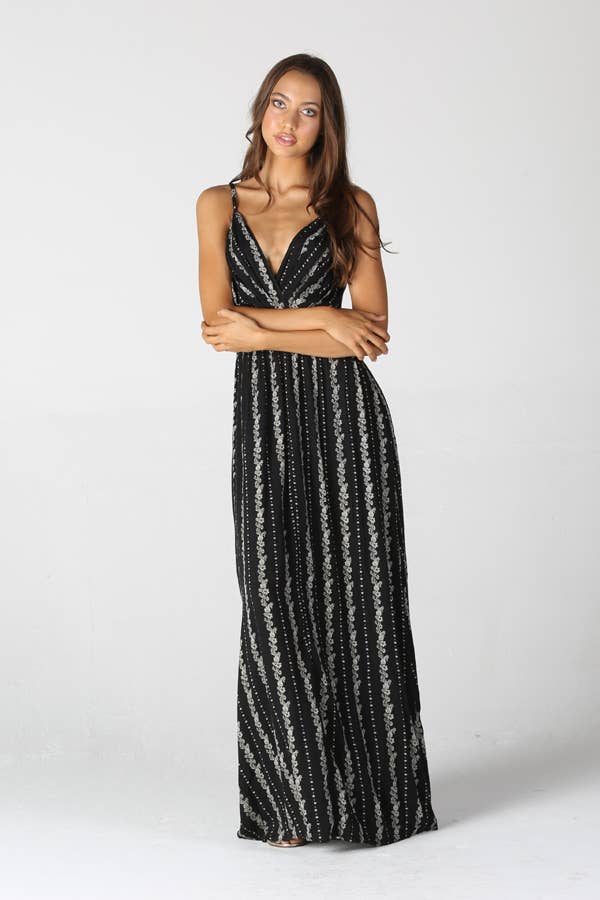 MAXI CREPE STRIPE BLACK