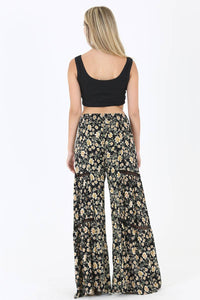 Wide Leg Pants with Lace Insets