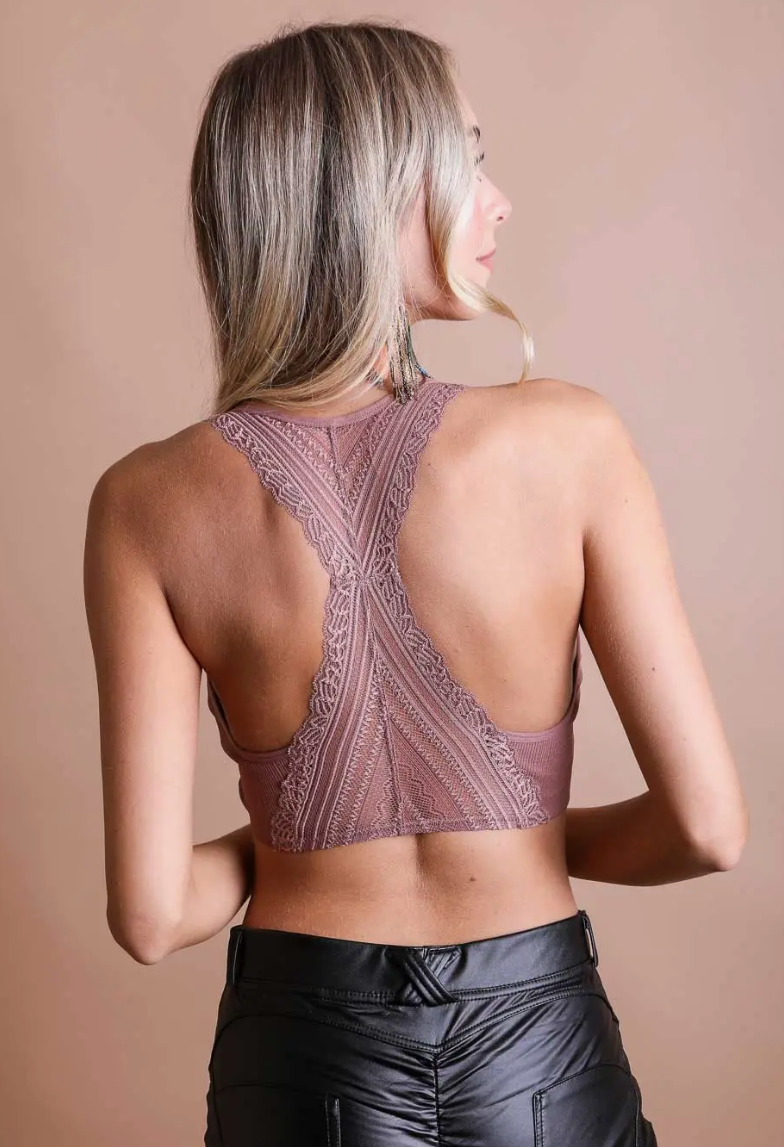 SEAMLESS FRONT LACE RACERBACK BRALETTE