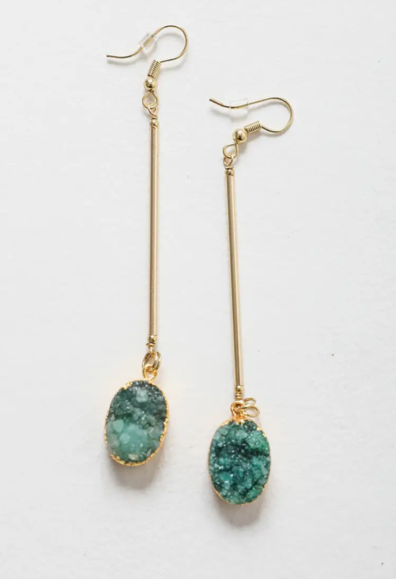 CRYSTAL GEMSTONE DROP STATEMENT EARRING