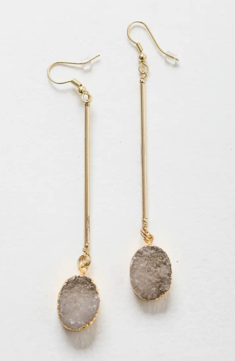 CRYSTAL GEMSTONE DROP STATEMENT EARRING