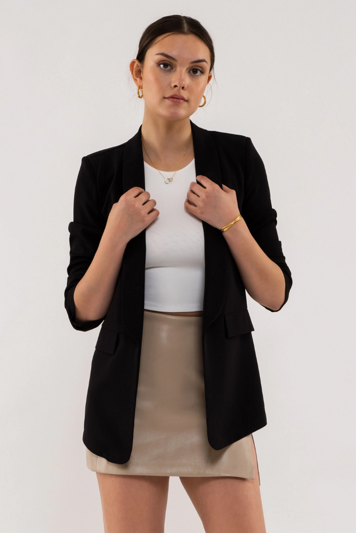 Ruched Sleeve Blazer