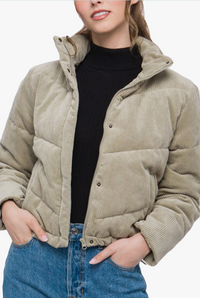 CORDUROY PUFFER JACKET WITH TOGGLE DETAIL