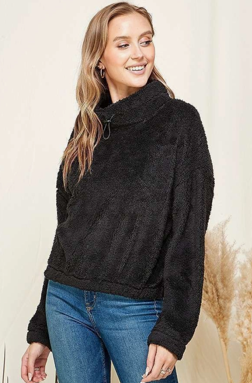 SHERPA FLEECE FUNNEL NECK TOP