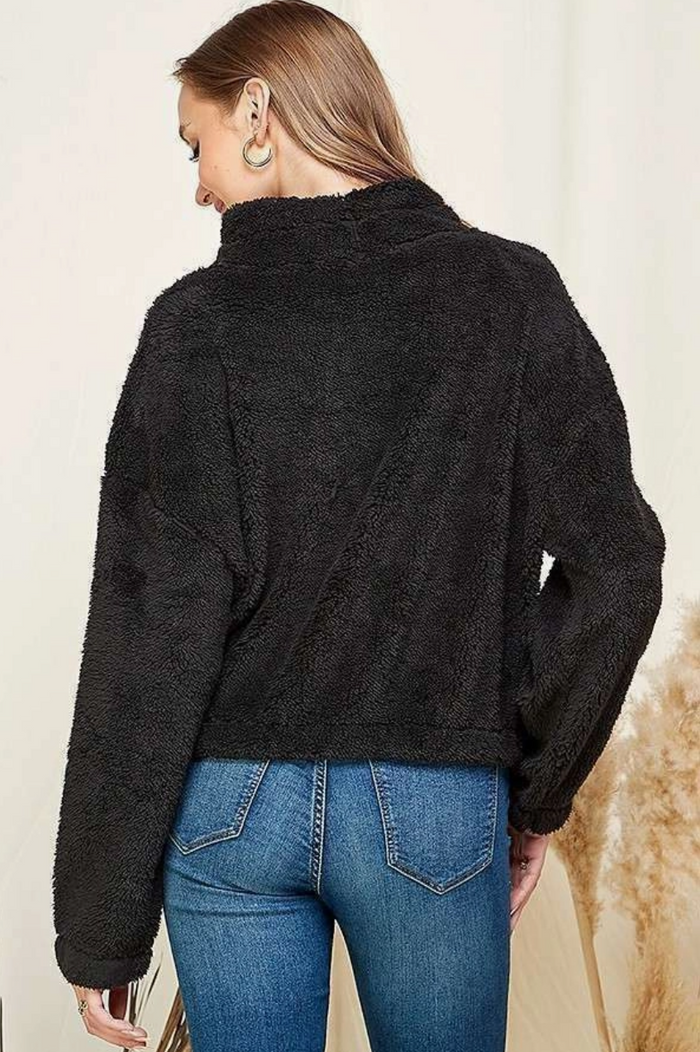 SHERPA FLEECE FUNNEL NECK TOP