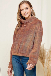 SHERPA FLEECE FUNNEL NECK TOP