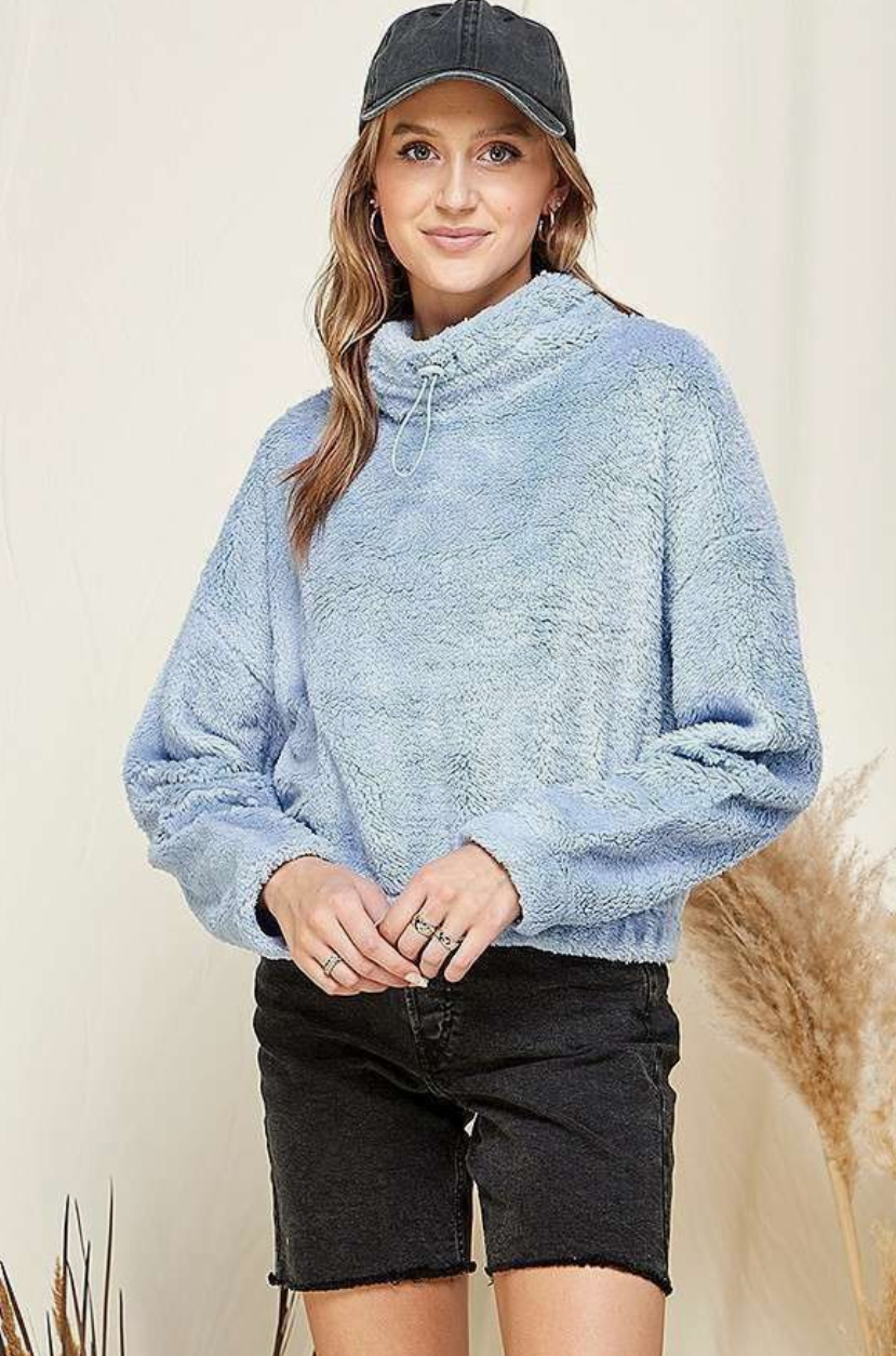 SHERPA FLEECE FUNNEL NECK TOP