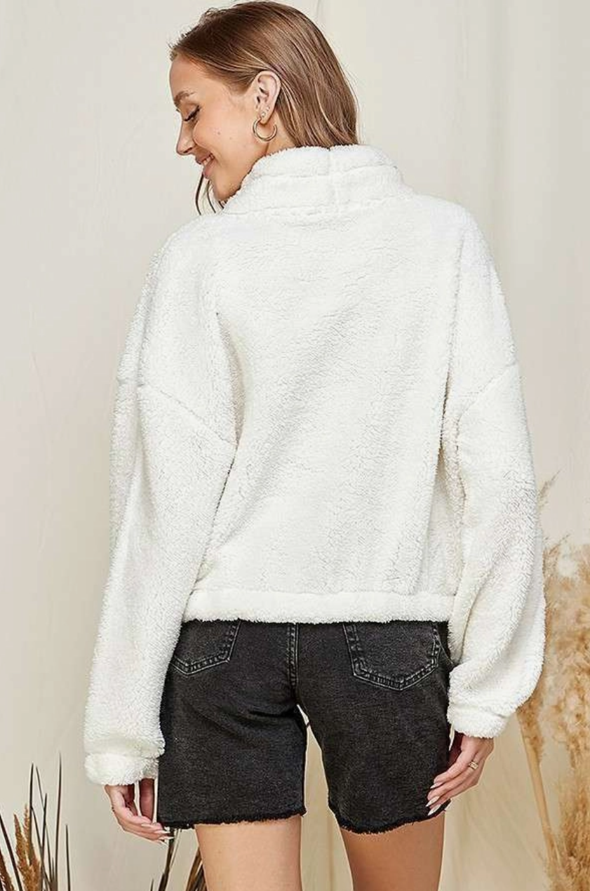 SHERPA FLEECE FUNNEL NECK TOP