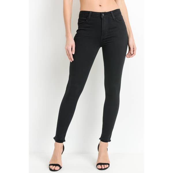 Clean Frayed Black Skinny Pants